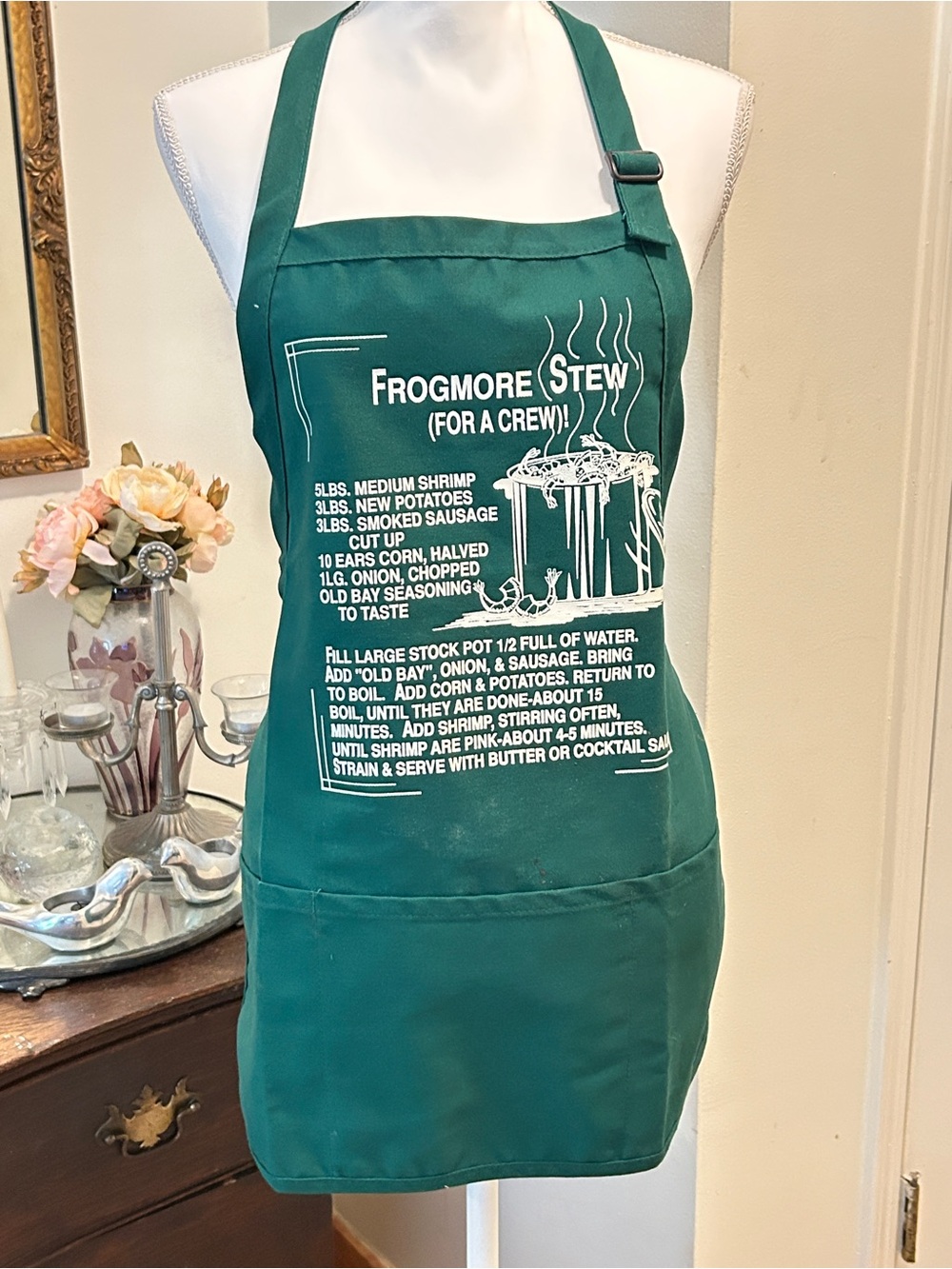 Augusta Green Frogmore Stew Recipe Kitchen Apron